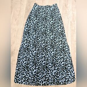 Banana Republic Maxi Skirt Slit Y2k Animal Print Blue Size 0